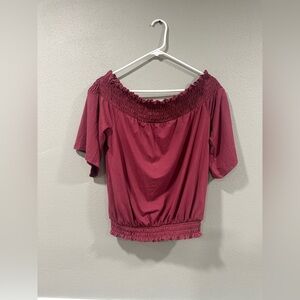 Daytrip Off-Shoulder Burgundy Top